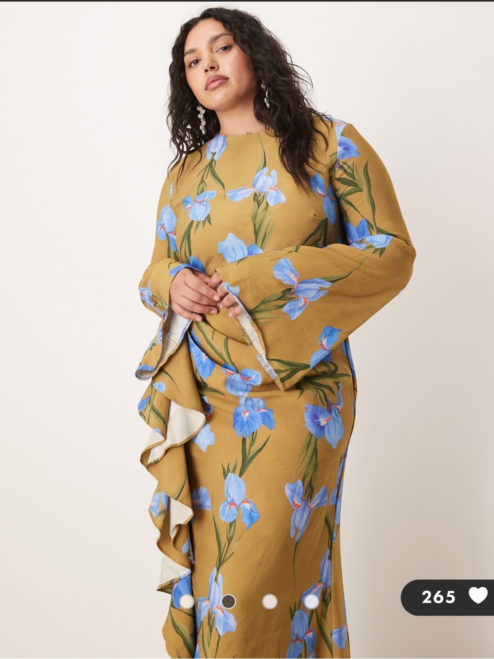 NWT ASOS DESIGN Curve long sleeve maxi dress with ruffle skirt floral